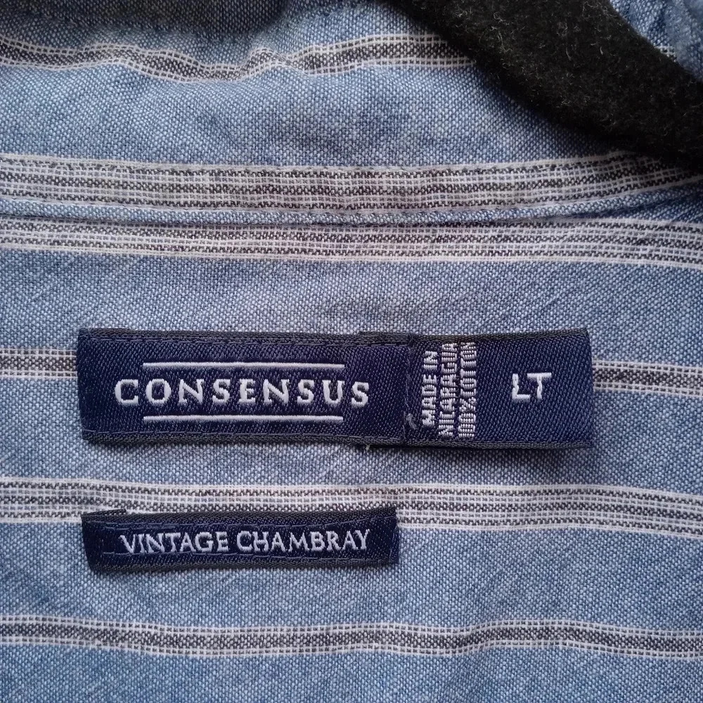 Consensus Vintage Chambray Button Down Blue Verti… - image 3